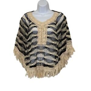 Breeze Ever Crochet Fringe Top Boho Festival Style Size Small